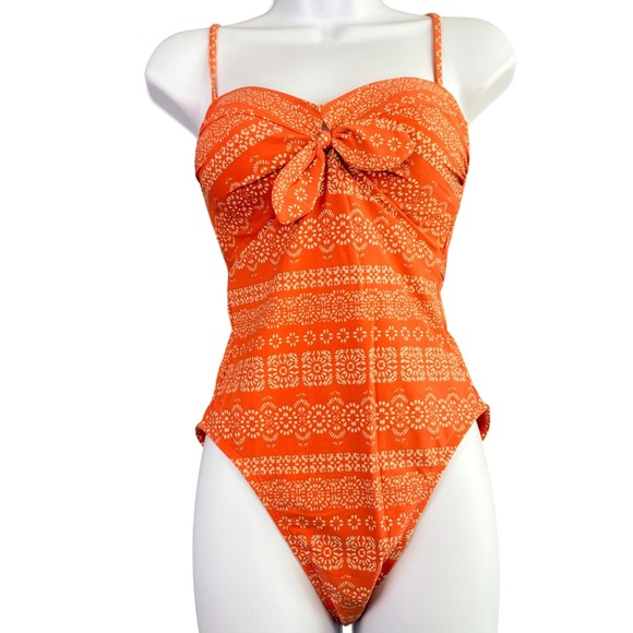 Robin Piccone 6 Swimsuit Isla Plunge One Piece Body Shaping Terracotta NWOT - Picture 2 of 12